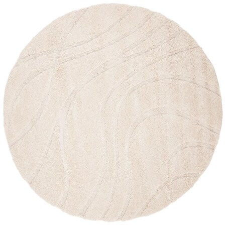 Safavieh 8 x 8 ft. Florida Shag Power Loomed Round Area Rug; Creme & Creme SG471-1111-8R